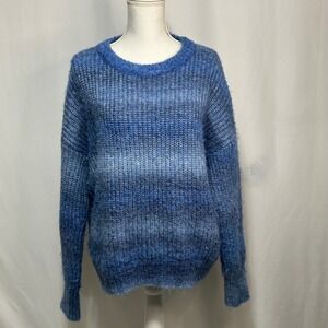 Rachel‎ Zoe Blue Ombre Fuzzy Knit Sweater Size M Womens Cozy Pullover